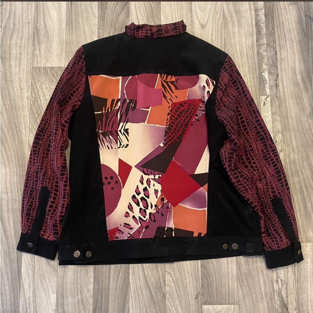 Vintage crocodile print jacket purple black 80s design groovy disco jacket